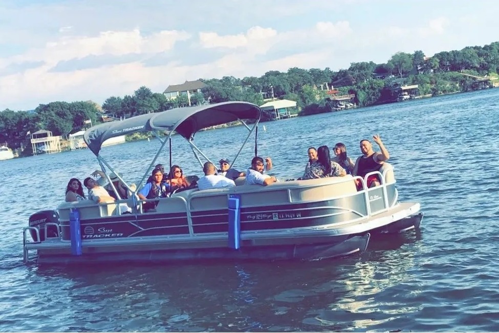 Take the family on an Aloha Double-Decker Pontoon with a Water Slide! -  Lake Escapes Boat Rentals